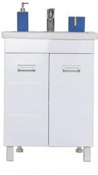 Тумба напольная Таис-М 60см белая с раковиной O-mebel Ta-60TUW+RA